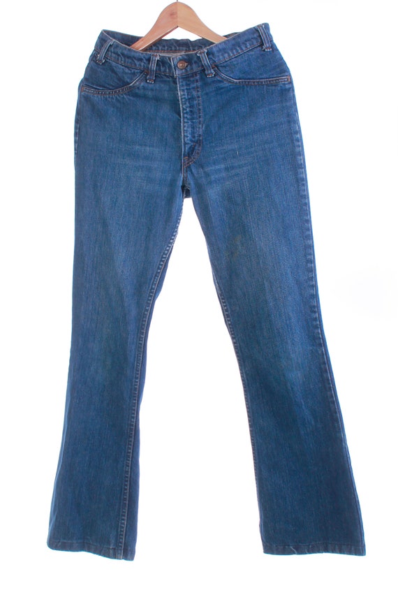 70s Vintage LEVIS Jeans High Waist Flare Orange T… - image 4