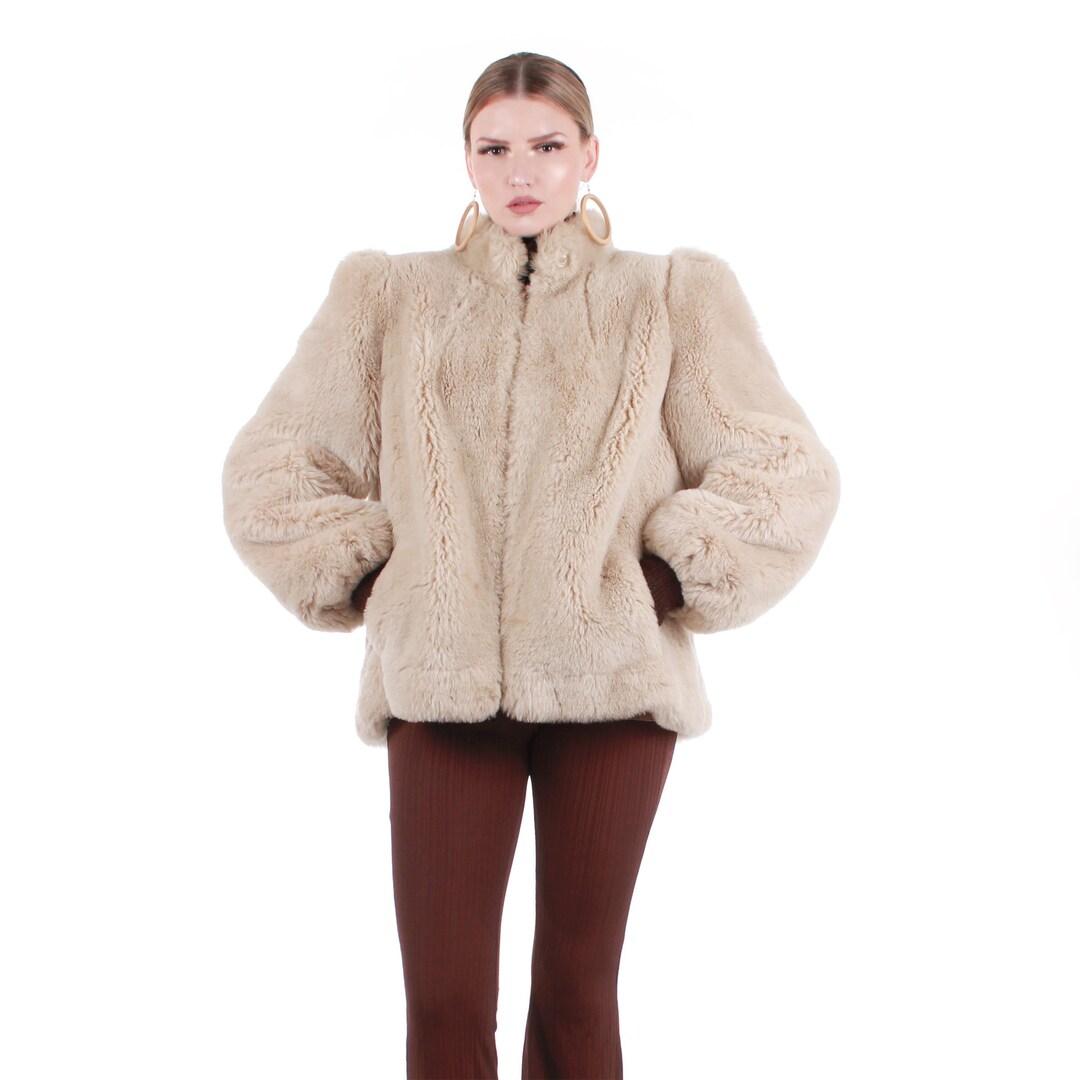 80s Vintage Jordache Ash Blonde Faux Shearling Fur Coat Made in the USA ...