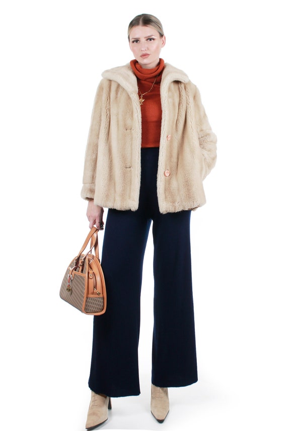 Vintage Dubrowsky Blonde Faux Fur Coat Size Mediu… - image 1