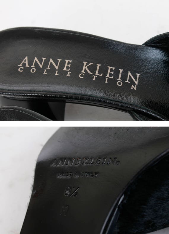 Vintage Calf Hair Black Block Heel Mules Made in … - image 8