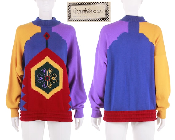 Vintage Gianni Versace Wool Color Block Sweater Made in Italy - Etsy España