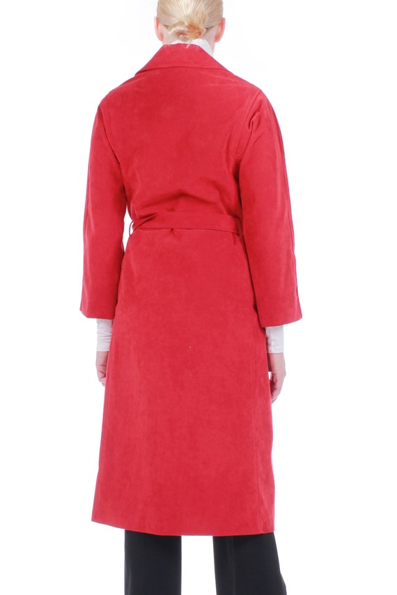 70s 80s Gino Rossi Red UltraSuede Belted Duster J… - image 4