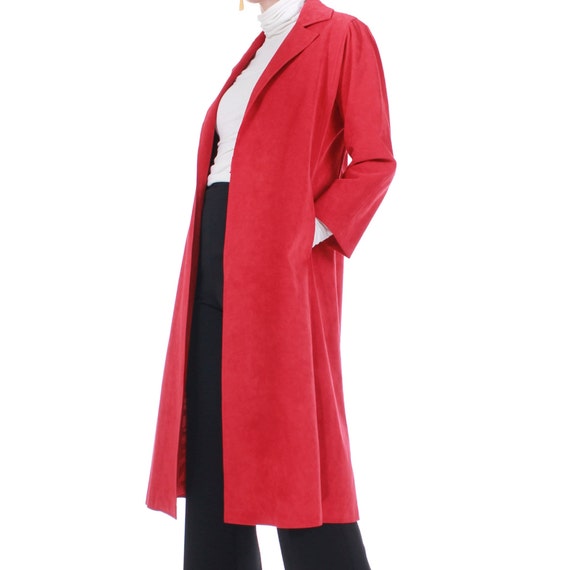 70s 80s Gino Rossi Red UltraSuede Belted Duster J… - image 1