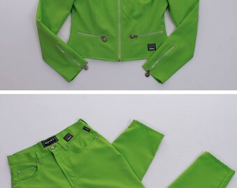 Perfect Vintage Versace Jeans Couture Lime Green Jacket