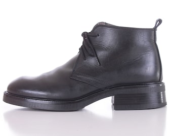 Vintage Kenneth Cole Reaction Mens Black Leather Lace up Ankle