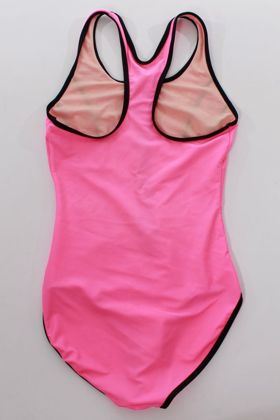 Vintage 90s NEON PINK Zippered One Piece Swimsuit… - image 5