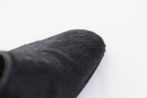 Vintage Calf Hair Black Block Heel Mules Made in … - image 10