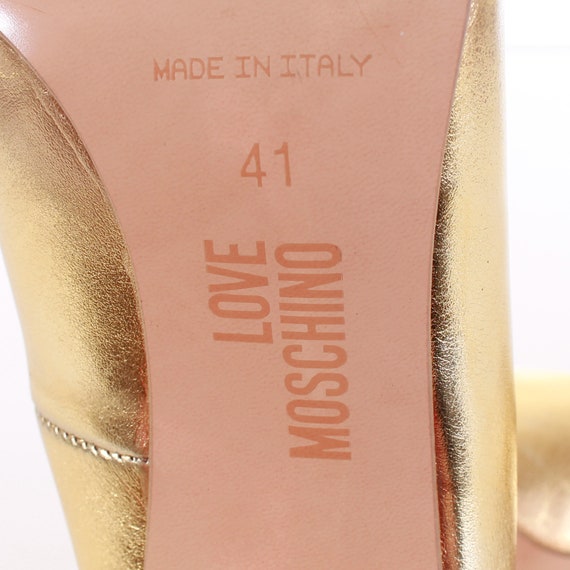 Gold Metallic LOVE MOSCHINO High Heel Leather Pum… - image 10