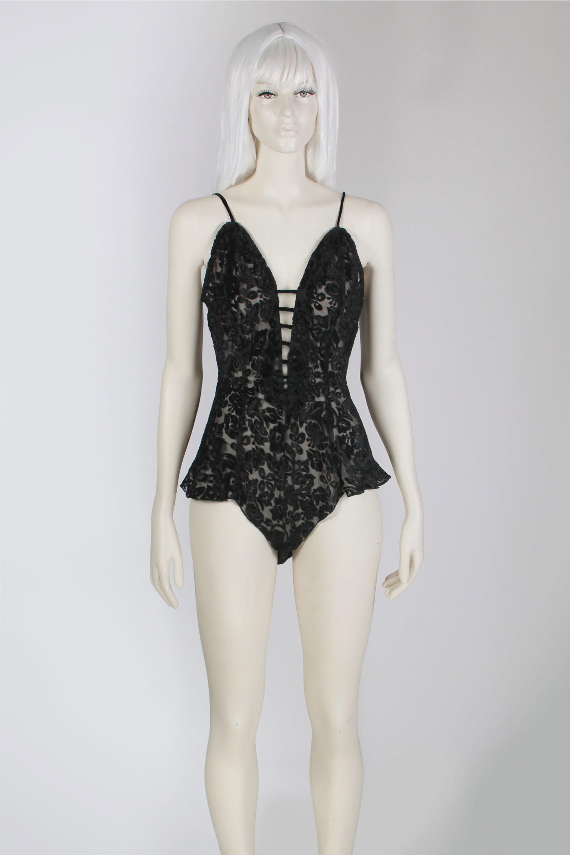 knee length dresses for ladies ALEXANDER MCQUEEN BLACK LACE SHEER MINI TEDDY 2018