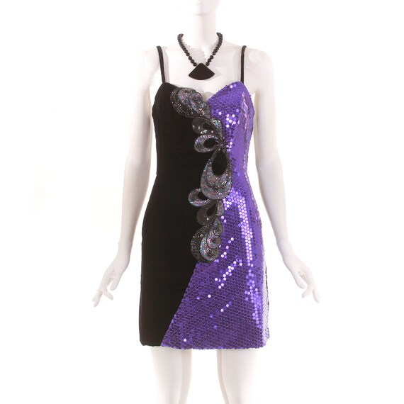 strapless open back dress Romani Mini Dress Purple Glitter main image 0