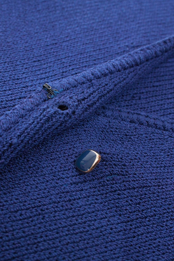 Vintage ST. JOHN Wool Knit Dress Deep Royal Blue … - image 6
