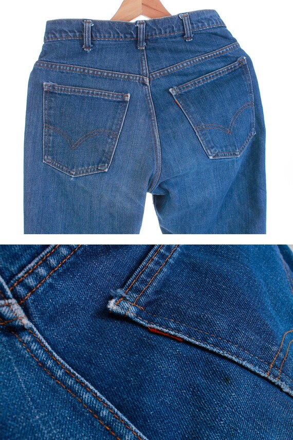 70s Vintage LEVIS Jeans High Waist Flare Orange T… - image 5