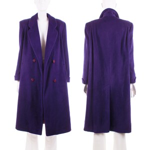 Vintage Purple Alorna Double Breasted Long Pile Wool Coat Size Large / XL / 46" bust and waist