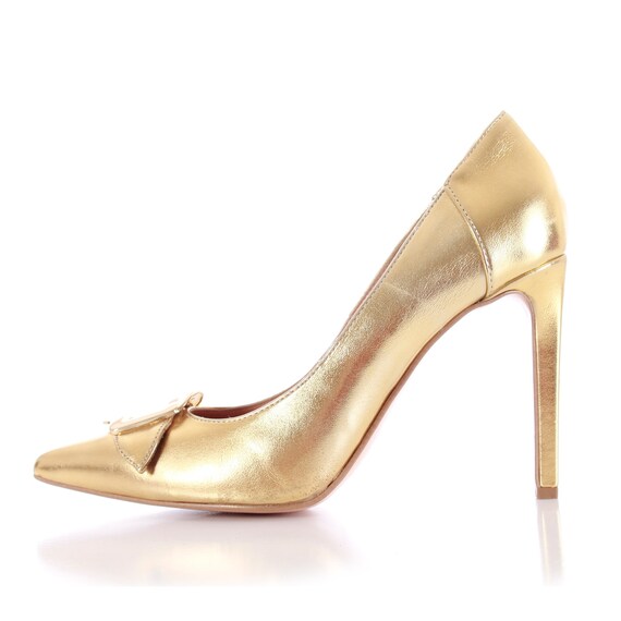 Gold Metallic LOVE MOSCHINO High Heel Leather Pum… - image 4