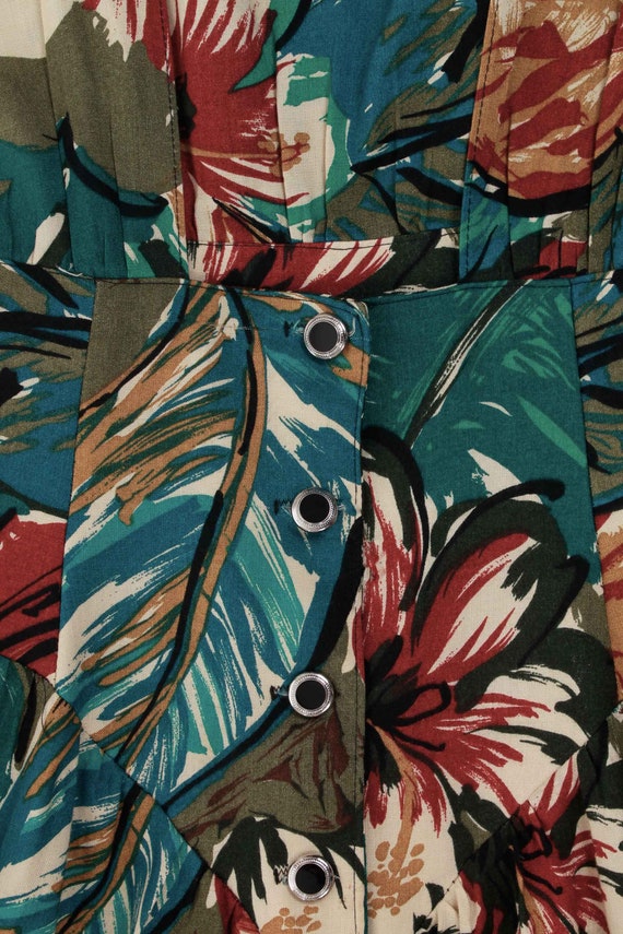 80s Tropical Print Jumper Dress - image 8