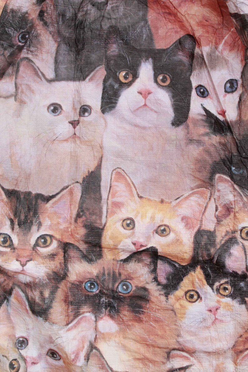 Vintage Cat Print Tyvek High Waist Shorts Kitty Kitten Novelty Print Paper Boxers Women's Size XS bild 6