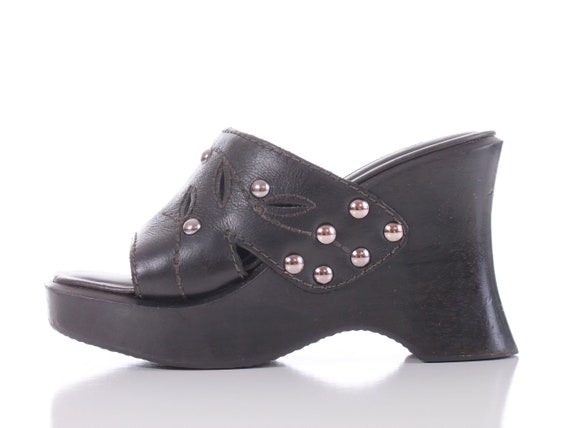 Vintage 90s MIA Black Studded Platform Clog Mule … - image 1