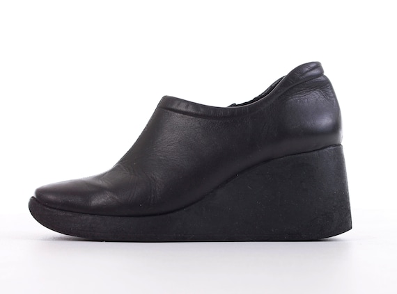 black wedge platform ankle boots