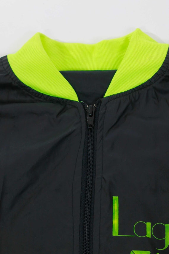 80s Karl Lagerfeld Black and Neon Green Spellout … - image 6