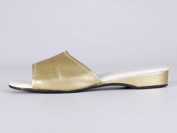Vintage Daniel Green Gold Metallic House Slippers… - image 1
