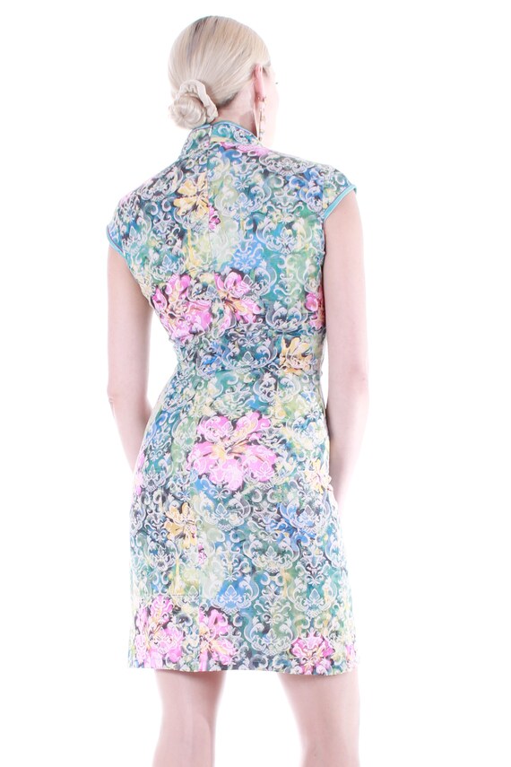 Y2K Pastel Floral Cheongsam Mini Dress Size 8-10 … - image 4