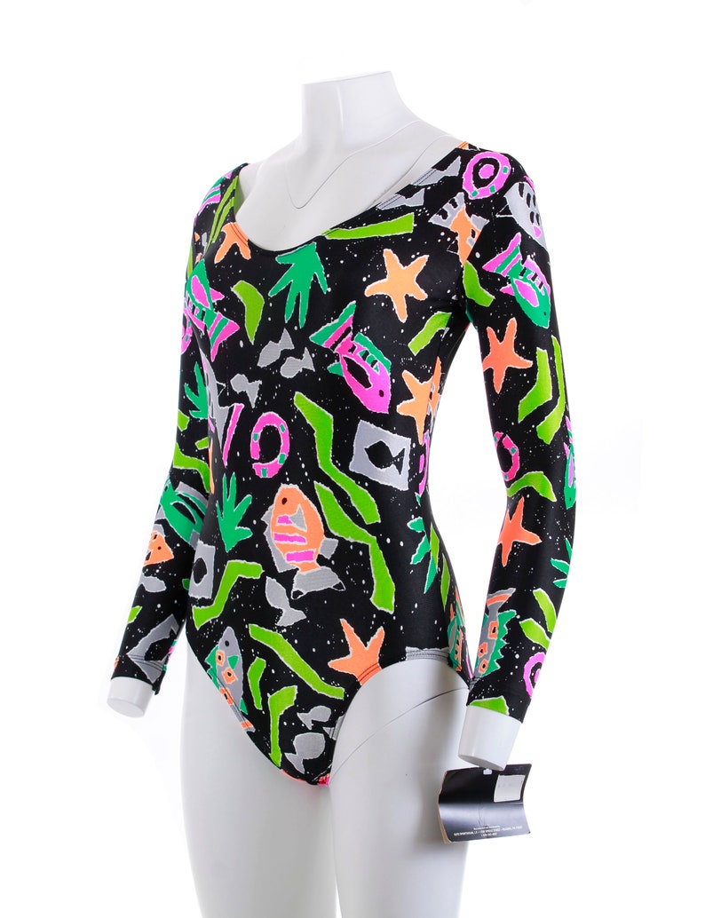 1992 Vintage Neon Bodysuit Long Sleeve Nylon Lycra Spandex NWT Etsy