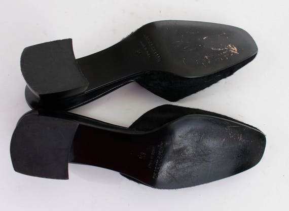 Vintage Calf Hair Black Block Heel Mules Made in … - image 9