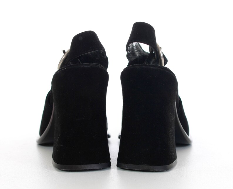 black suede mules block heel