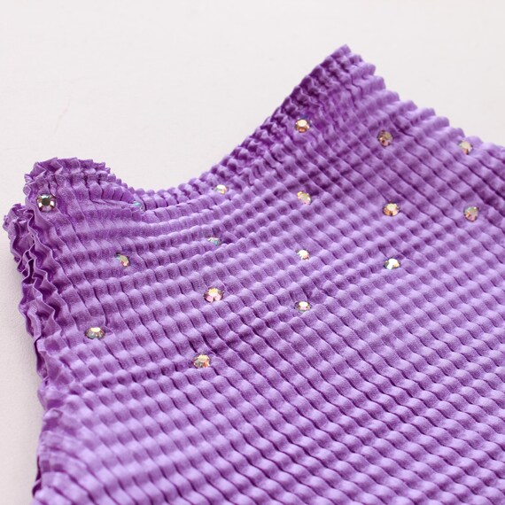 90s Y2K Shiny Purple Crinkle Long Sleeve Top Size… - image 8