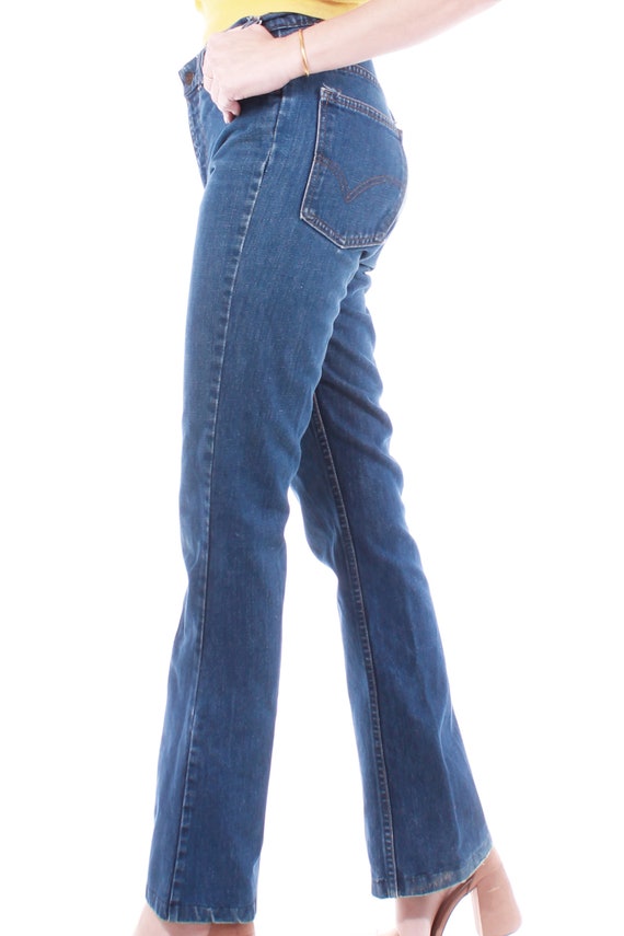 70s Vintage LEVIS Jeans High Waist Flare Orange T… - image 3