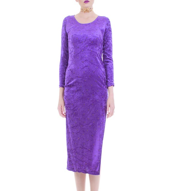 open lace back dress Purple Smoke High Neck Bodycon Dress main image 1
