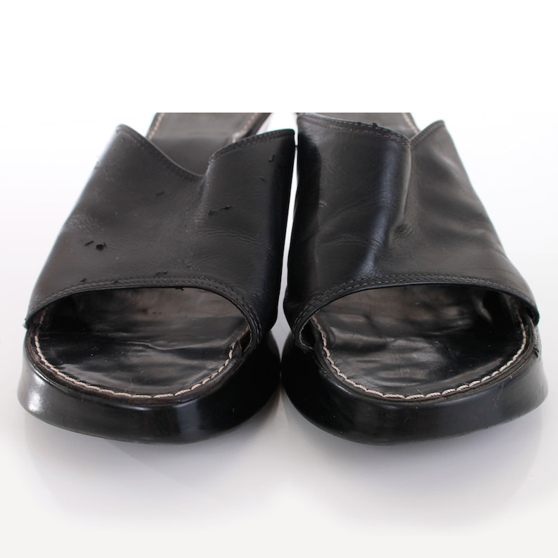 90s Black Wedge Platform Mule Sandal Made in Italy Women's | Etsy