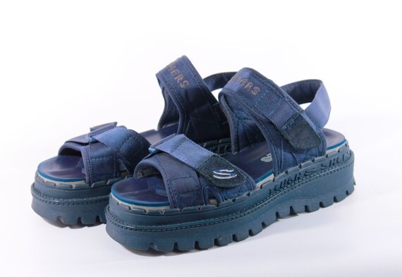 90s Vintage Platform Skechers Sandals Navy Blue Chunky Strap - Etsy