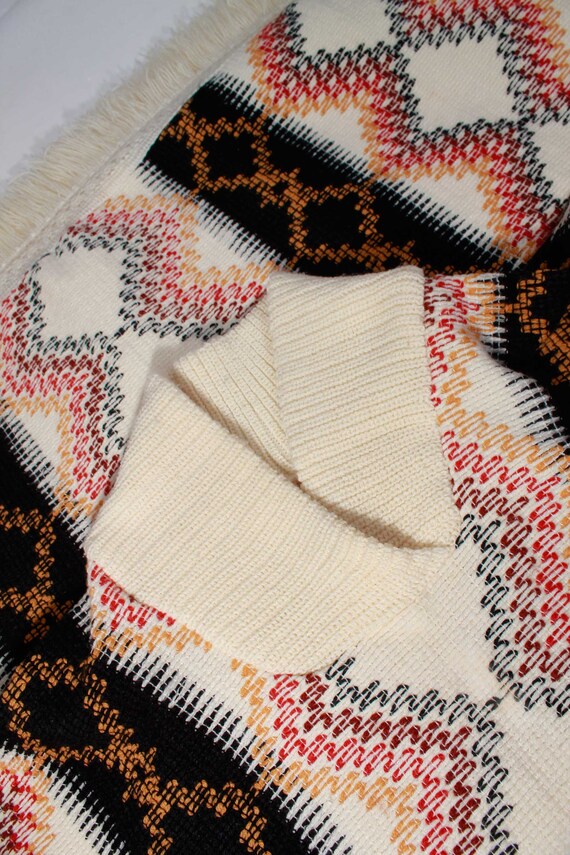 Vintage 70s Southwestern Knitted Poncho Sweater O… - image 6