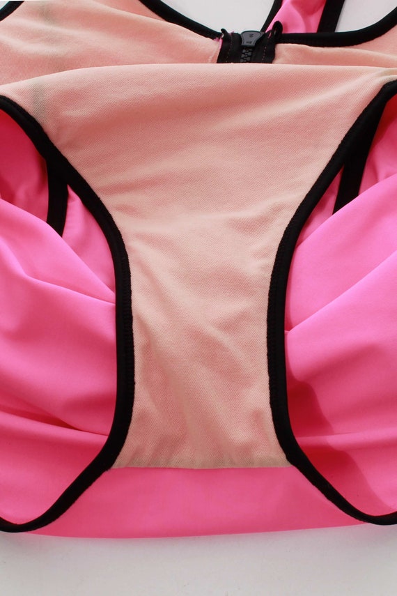 Vintage 90s NEON PINK Zippered One Piece Swimsuit… - image 8