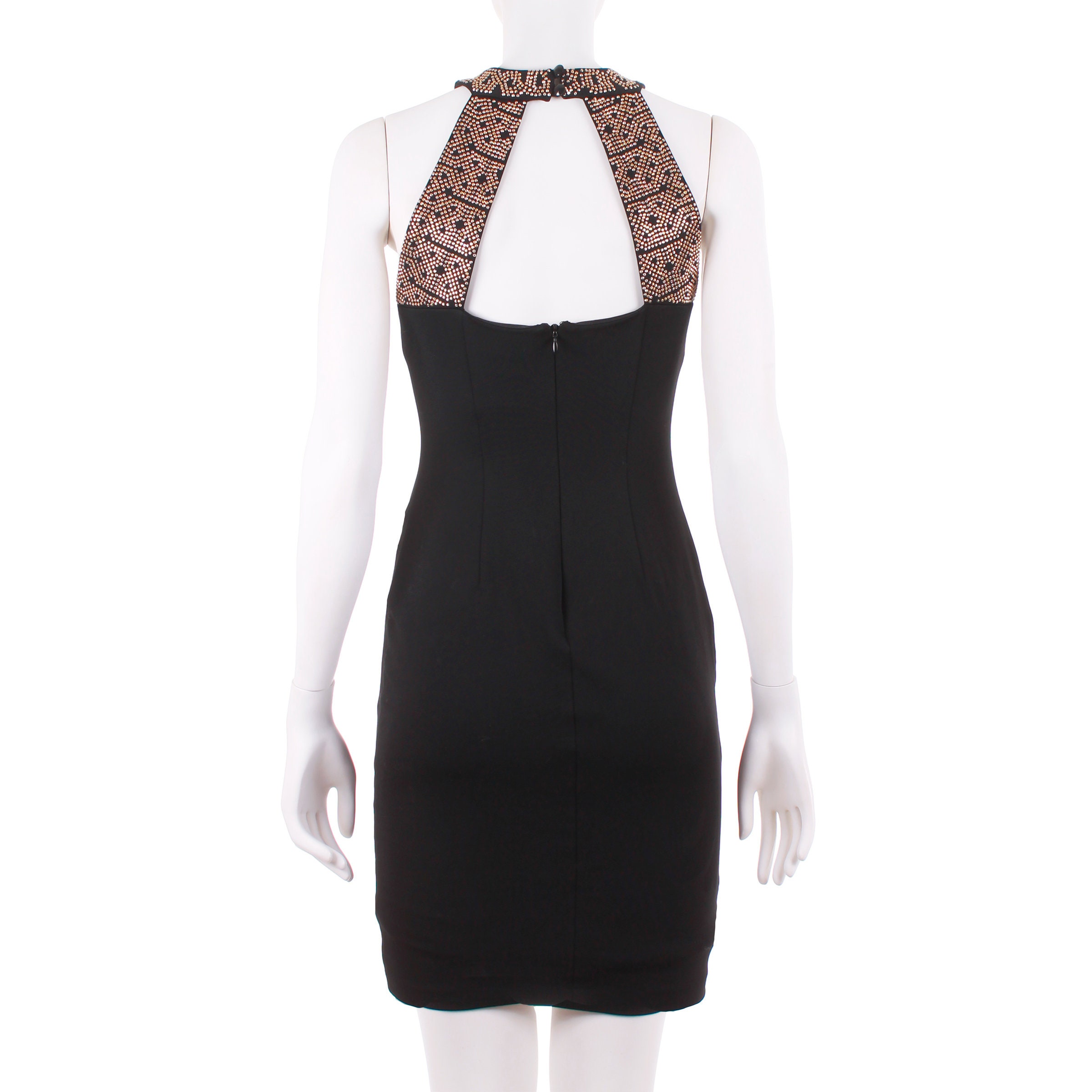 90s Cache Black Studded Gold Bodycon Halter Mini Dress Marked Size 0 /  30-36" Bust - Etsy