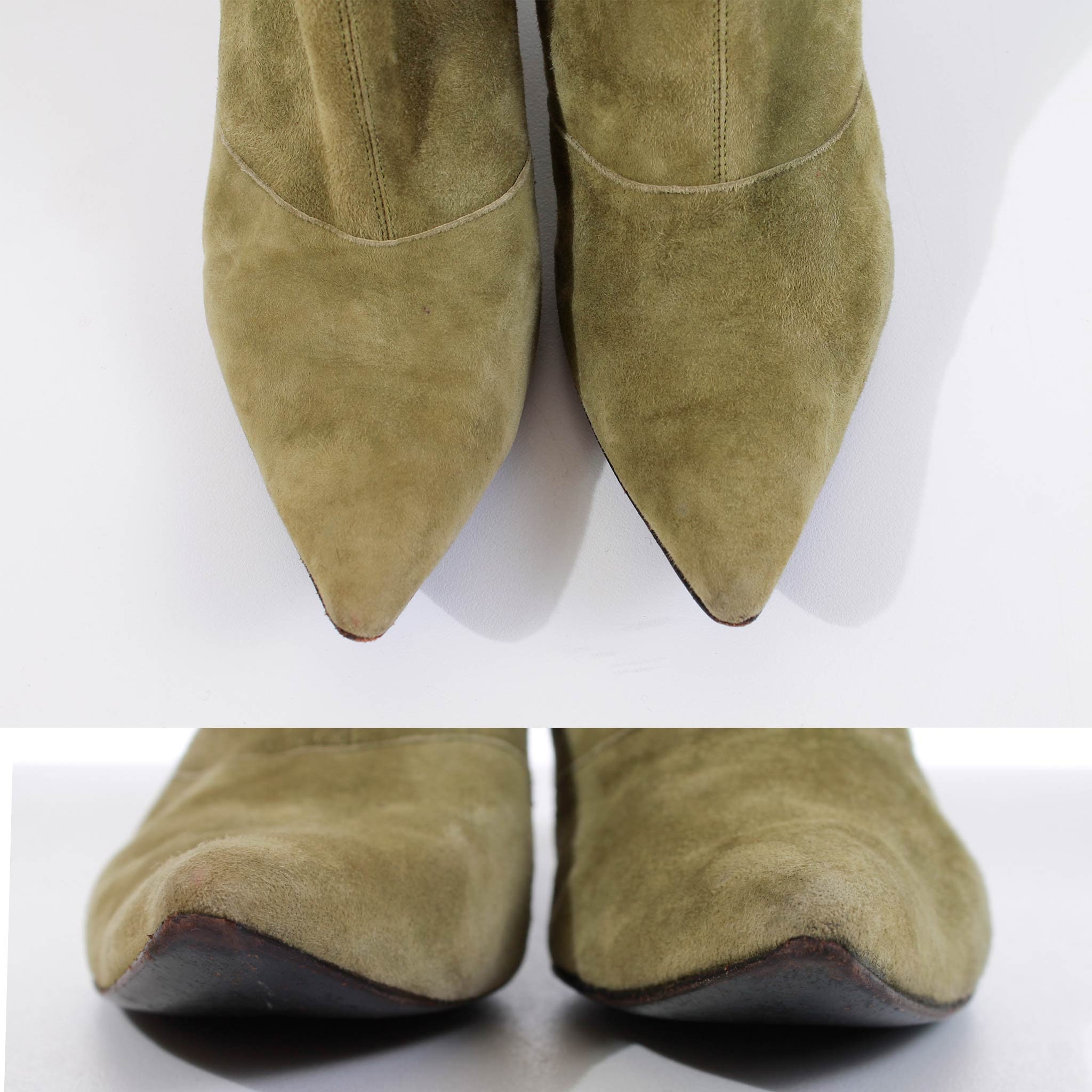 Y2K Marc Jacobs Sage Green Butter Soft Suede Pointed Toe  display picture 2