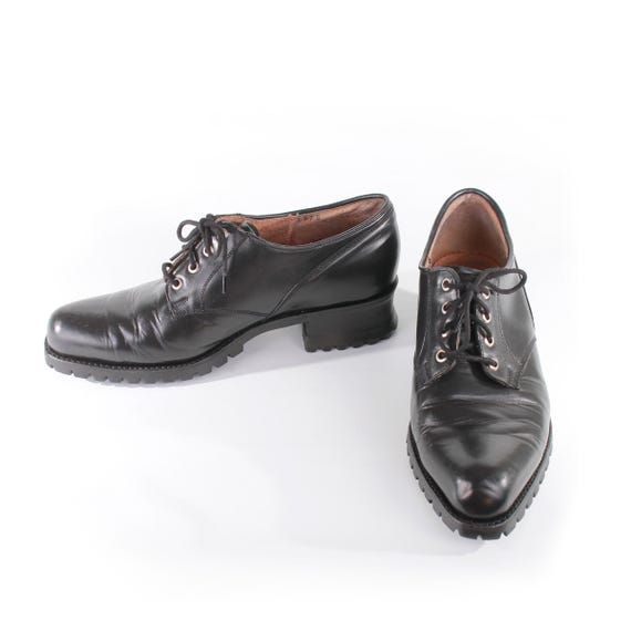 Men\'s Black Leather Dress Vintage-Style Oxfords with Textured Cap Toe size 10.5M Amazon.com | LLTMALL Men main image 4