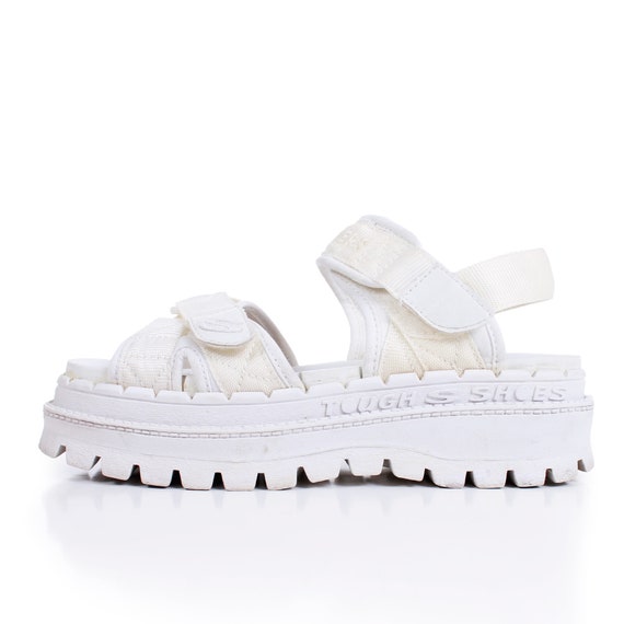 white rubber platform sandals
