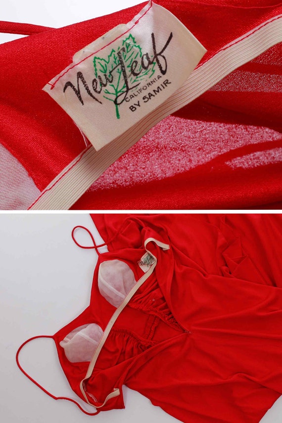 70s Disco Red Ruched Sparkly Sequin Disco Gown Ma… - image 7