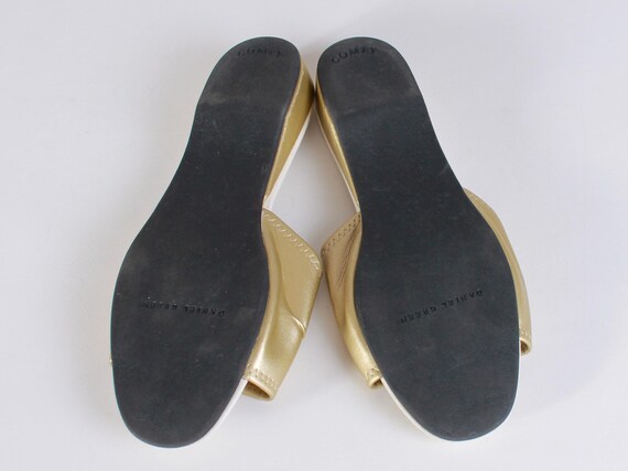 Vintage Daniel Green Gold Metallic House Slippers… - image 9