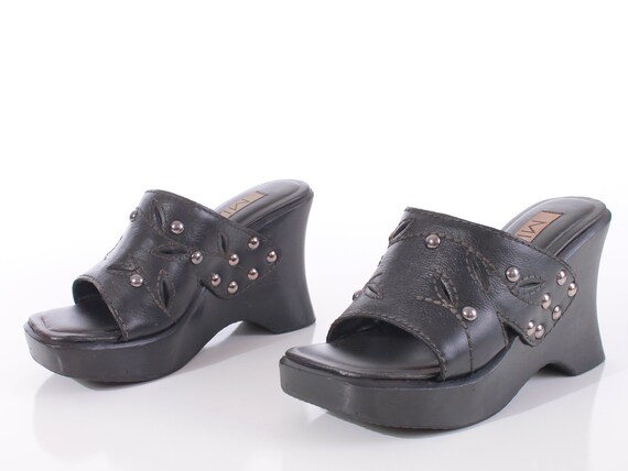 Vintage 90s MIA Black Studded Platform Clog Mule … - image 2