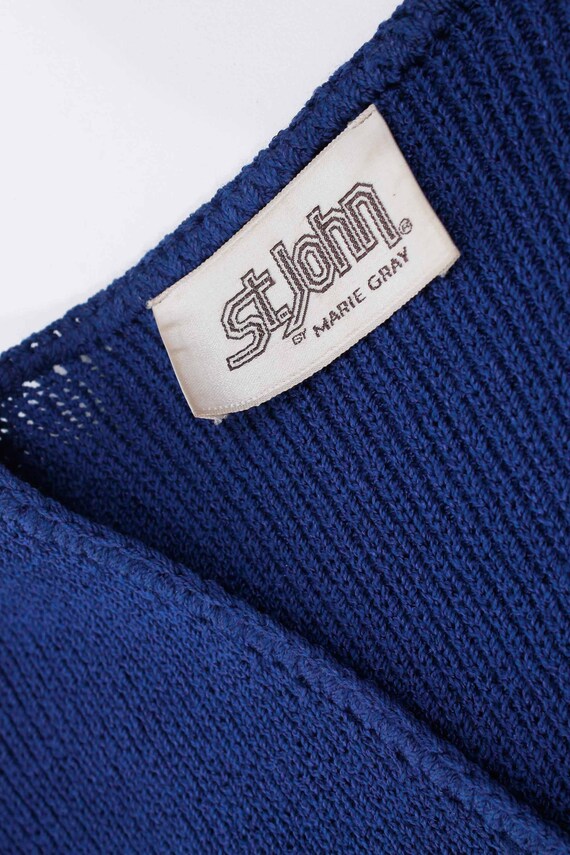 Vintage ST. JOHN Wool Knit Dress Deep Royal Blue … - image 4