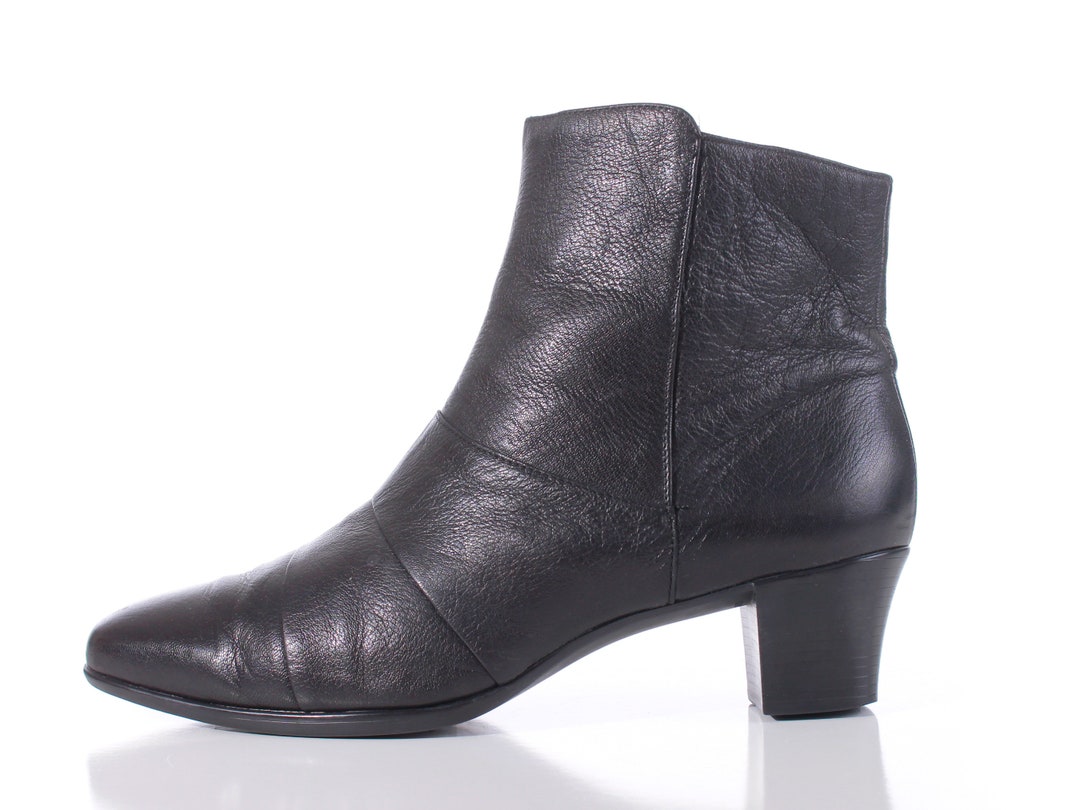 Buy 90s Munro Black Leather Ankle Boot Made in the USA Mismatched Pair  Right Boot Size 12 M Insole Left Boot Size 10 WW 11