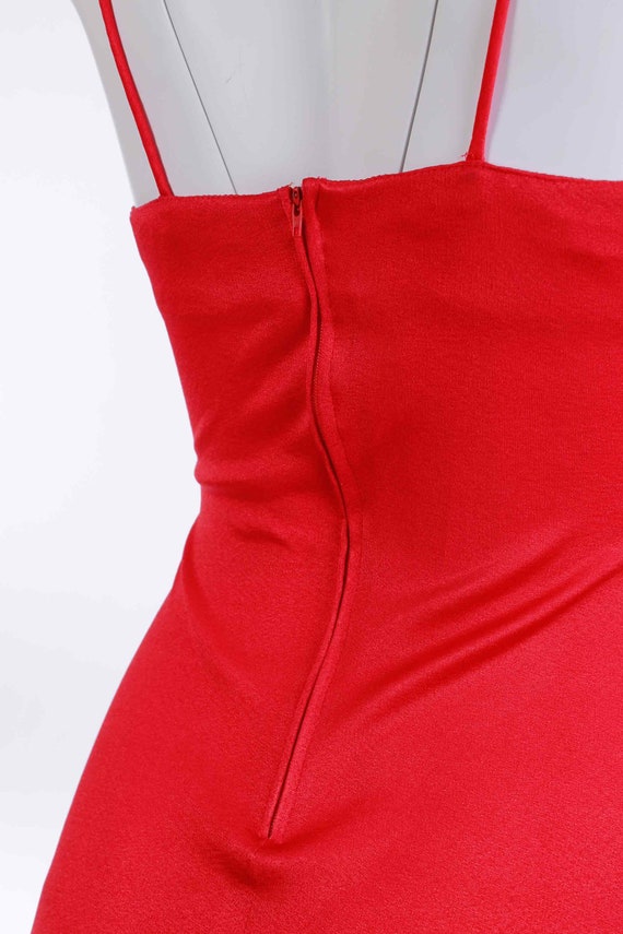 70s Disco Red Ruched Sparkly Sequin Disco Gown Ma… - image 8