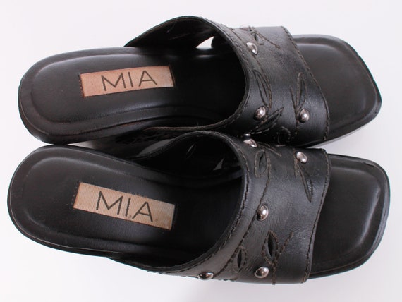 Vintage 90s MIA Black Studded Platform Clog Mule … - image 3