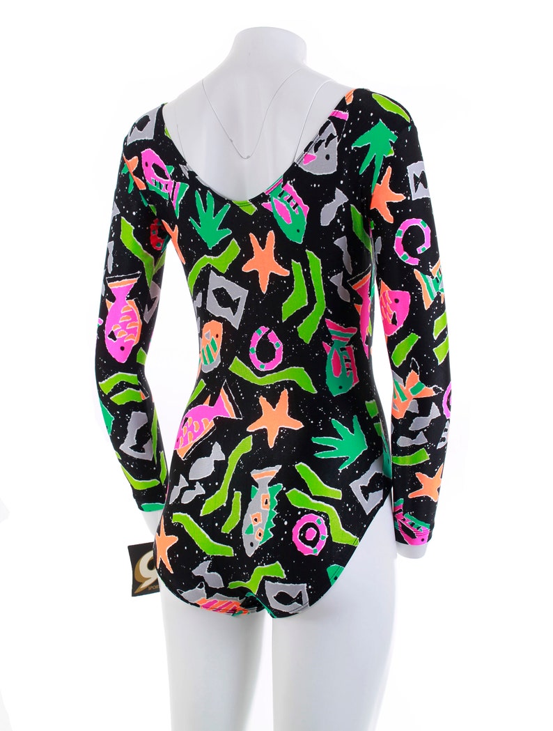 1992 Vintage Neon Bodysuit Long Sleeve Nylon Lycra Spandex NWT Etsy