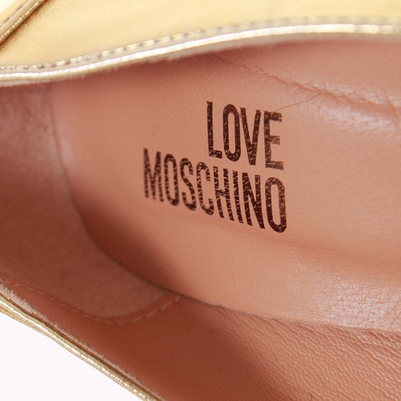 Gold Metallic LOVE MOSCHINO High Heel Leather Pum… - image 9