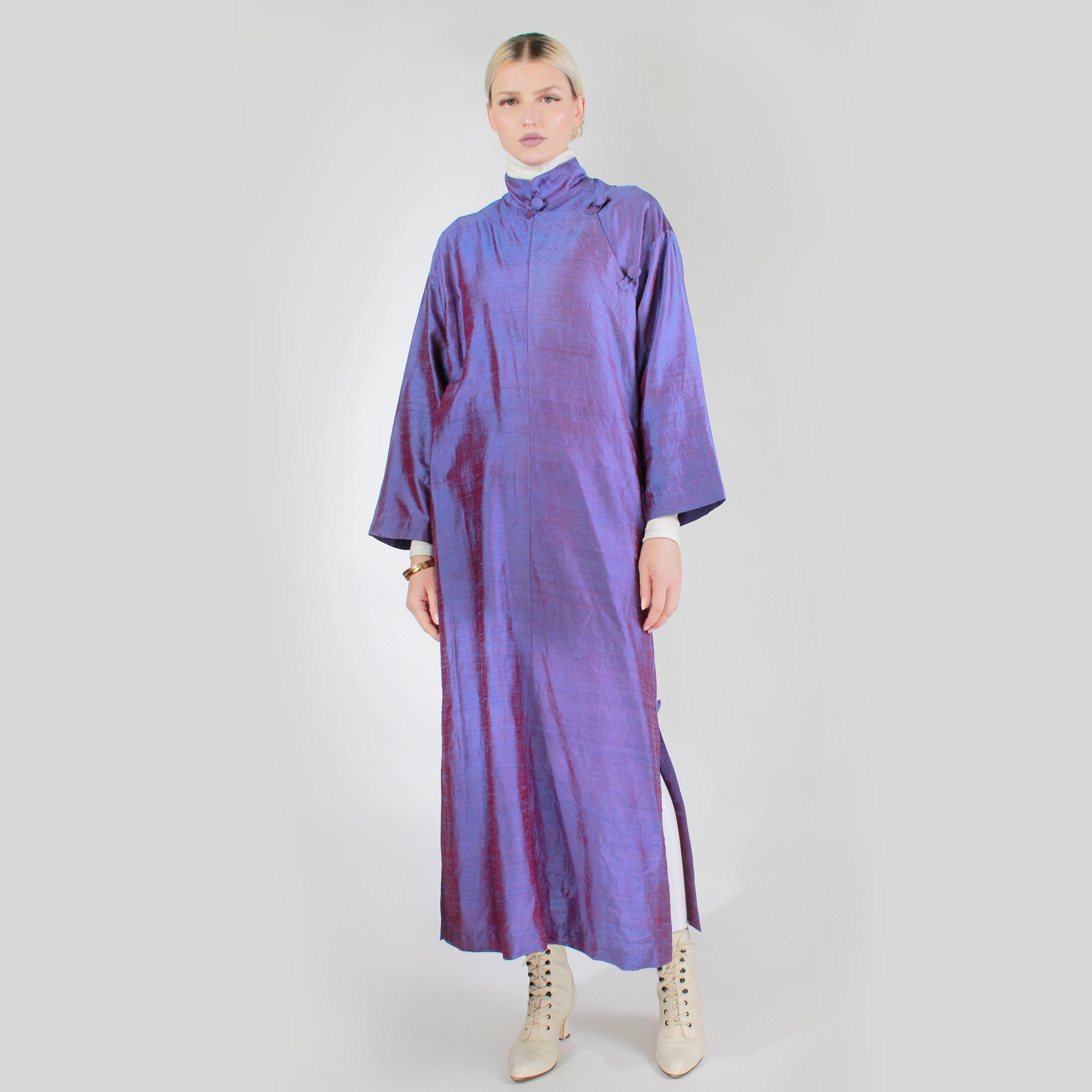 80s 90s Iridescent Silk OPUS 204 Seattle Metallic Purple Duster 