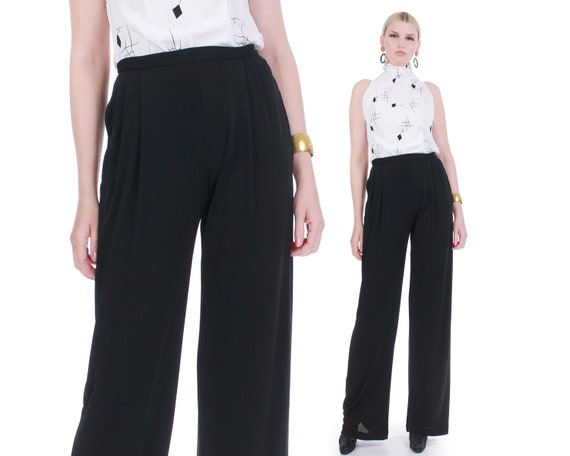 Palazzo Pants Women, High Waist Pants, Black Dress Pants 